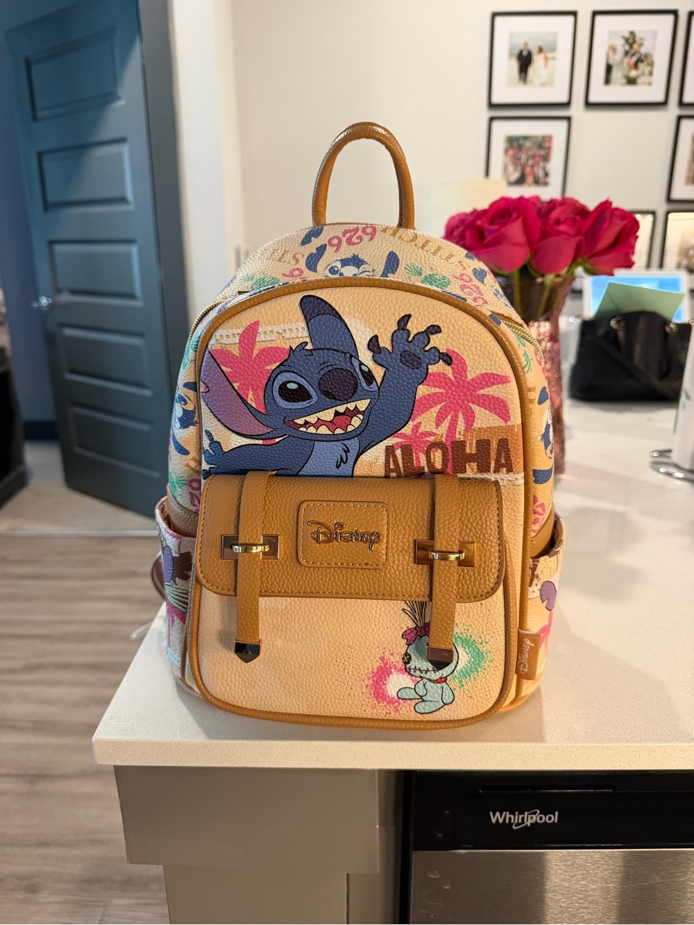 Disney Stitch Aloha Mini Backpack - Tan & Blue
